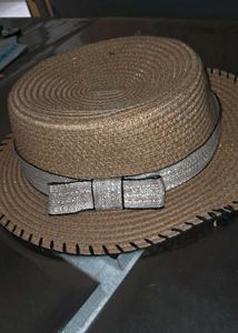 Sparkly Bow Straw Hat