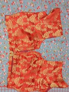 Vibrant Red Brocade Blouse