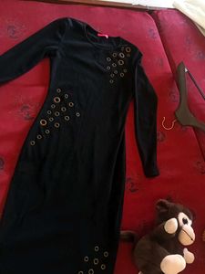 Black Laceup Detail Ponte Dress