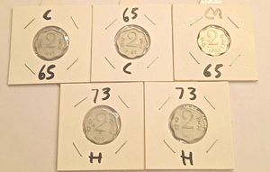Set Of 5 Rare Two Paise Coins For Sale