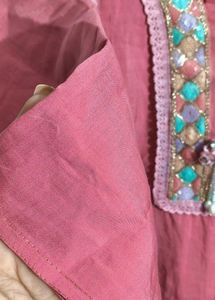 Pink Embroidered Kurta with pant
