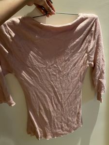 Peach V-Neck Knit Top
