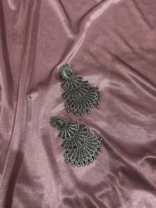 Oxidized Silver Peacock Earrings 🦚
