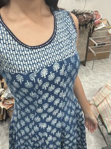 Blue Printed Casual Dress