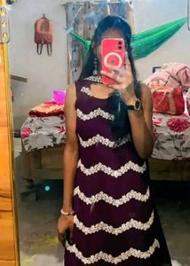 Stylish Purple Kurta Set with White Zigzag Print