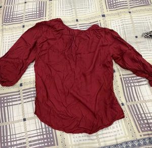 Embroidered Maroon Kurta Top