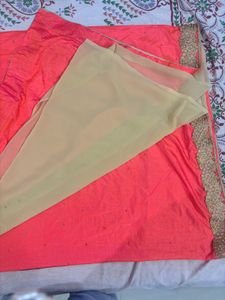 Stone Work Saree- Peach and Beige