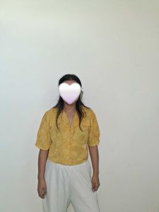 Yellow Floral Print Button-Up Shirt