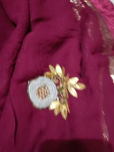 Designer Maroon Saree with Yellow Blouse