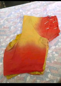 Red &amp; Yellow Embellished Saree