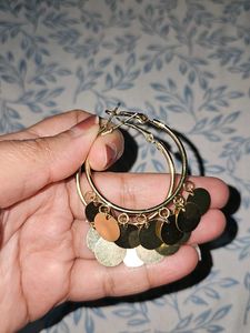 Gold Tone Coin Drop Earrings