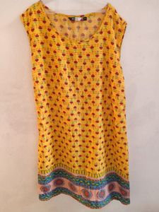 Yellow Printed Kurti