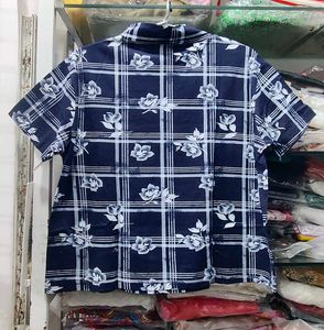 Classic Navy Floral Plaid Mock Neck Top