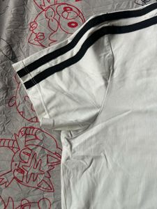 White T-Shirt with Black Stripes
