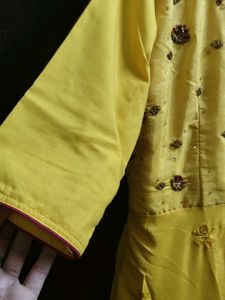 Yellow Embroidered Ethnic Gown