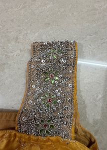 Golden yellow designer embroidered sharara