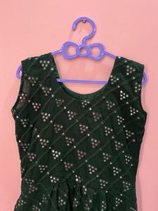 Elegant Green Mirror Work Kurti.