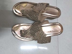 Sparkly Gold Flower Thong Sandals