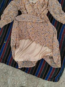 Chic Pink Floral Bell Sleeve Dress