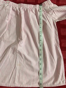 Pink Striped Off-Shoulder Bell Sleeve Top