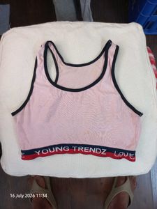 Pink Sports Bra with "Young Trendz" Detail
