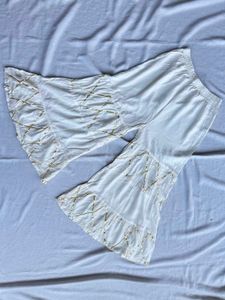 White Embellished Palazzos