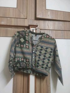Boho Print Button-Up Blouse