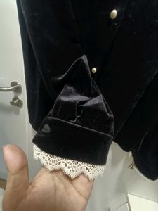 Black Coquette Velvet Top