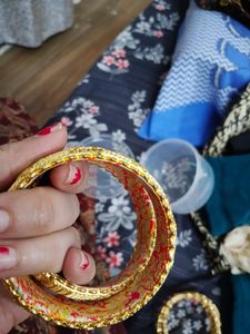 Gold Plated Bangles with lac fill inside