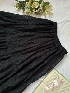 Black Lace Tiered Maxi Skirt