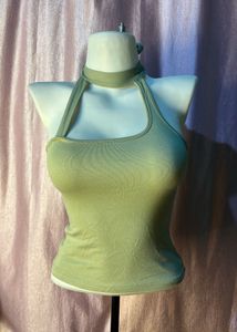 Olive Green Halter Neck Tank Top
