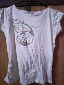 White Butterfly Graphic T-Shirt