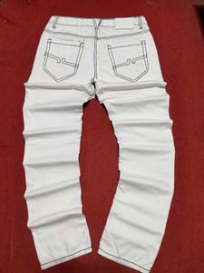Smog White Jeans with Contrast Stitching