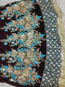 Elegant Embroidered velvet Ethnic Gown