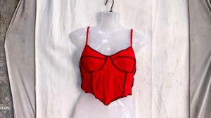 5629. Red Corset Style Cropped Top