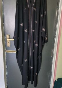 Elegant Black Abaya with Bow Detail