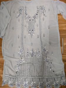 Unstitched Beautiful Mirror Cutwork Suit