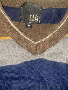 Men's Striped V-Neck Sweater