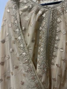 Beige Gota Work Garara Set.