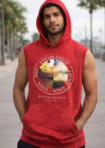 Red Sleeveless Hoodie