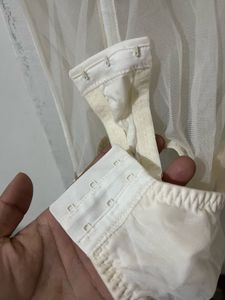 Sheer Mesh Corset Bodysuit in Ivory