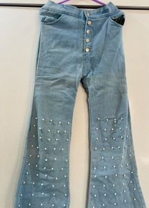 Pearl Emblished Flare Jeans