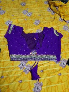 Elegant Purple Beaded Saree Border