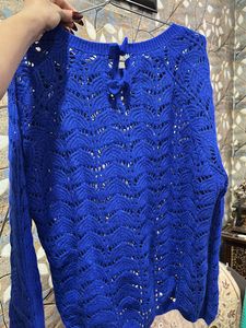 Blue Knit Pullover Sweater