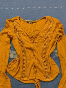 Westside Nuon Yellow Bell Sleeve Top