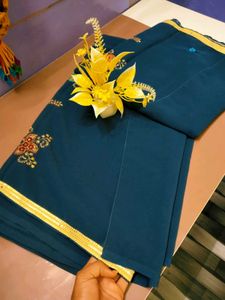 Embroidered Dar grey 🩶 Saree buy now and receive