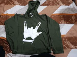 Green Graphic Print Hoodie
