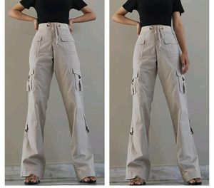 cargo beige coloured high waisted pant