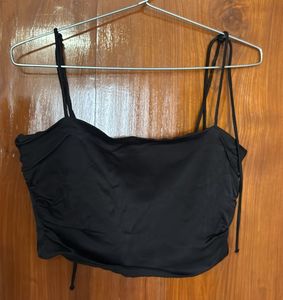 ZARA Black Ruched Crop Top