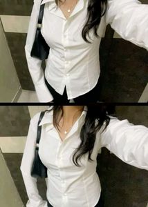 Chic White Lace-Up corset back shirt for women